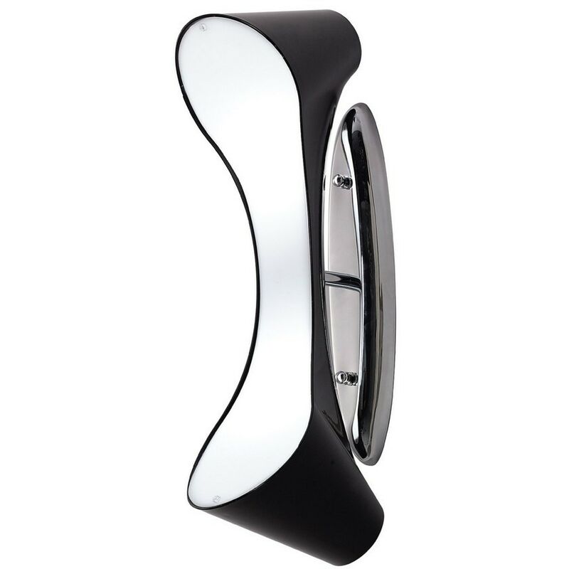 Inspired Mantra - Ora - Flush Wall Lamp 2 Light E27, Gloss Black, White Acrylic, Polished Chrome