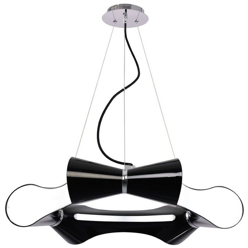 Inspired Mantra - Ora - Ceiling Pendant 6 Flat Round Light E27, Gloss Black, White Acrylic, Polished Chrome