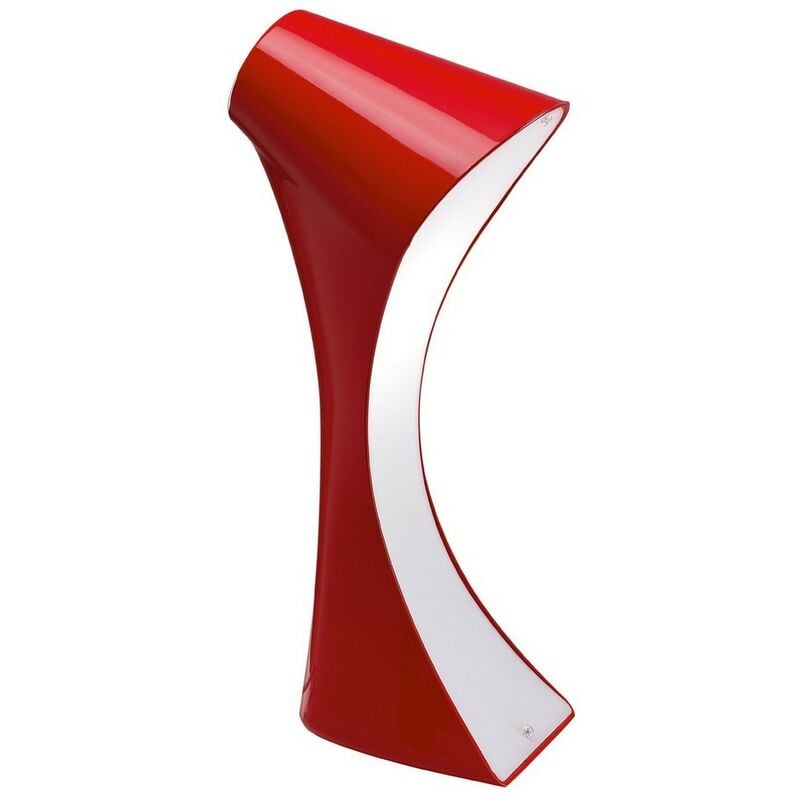 Inspired Mantra - Ora - Table Lamp 1 Light E27, Gloss Red, White Acrylic, Polished Chrome