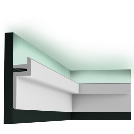 Orac – Corniche moderne 2m – Moulure décorative blanche en Purotouch® – Éclairage indirect pour intérieur et extérieur – Installation facile