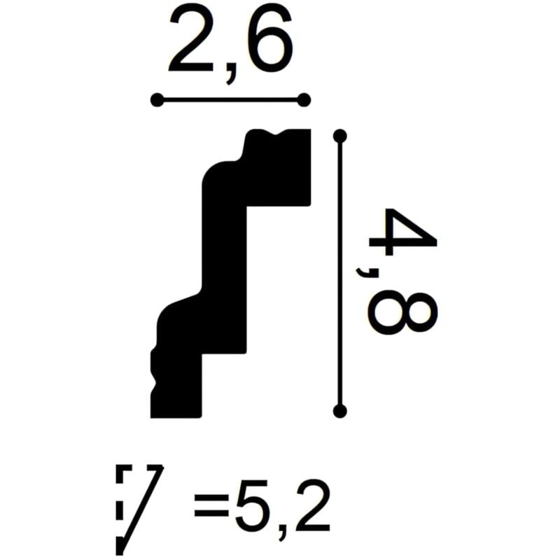 Moldura Cornisa Perfil de estuco Orac Decor CB531 basixx Elemento decorativo de pared y techo 2 m