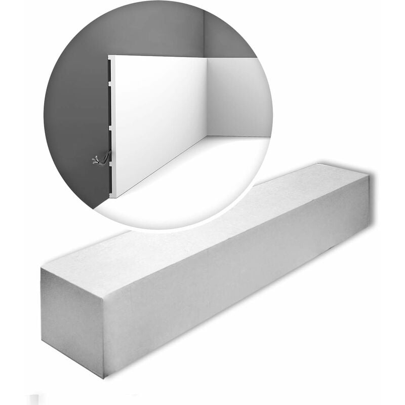 Decor SX207-box modern SQUARE1 Box 10 pieces Skirting Panel moulding contemporary design white 20 m - white - Orac