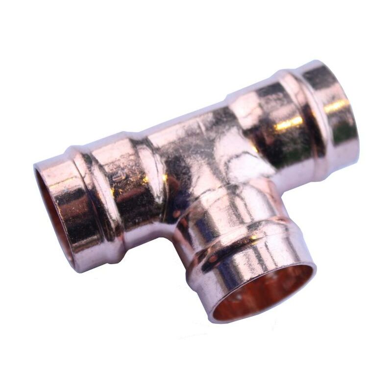 Image of 15mm Bronze Equal Tee Solder Ring Fitting For Plumbing - Pack of 2 - Oracstar