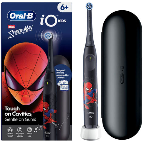 Oral-B IO 2 JUNIOR SPIDERMAN iO Kids Spazzolino elettrico Rotante Bambini 6 Anni 3 modalita' Timer 2 min custodia da viaggio colore Nero