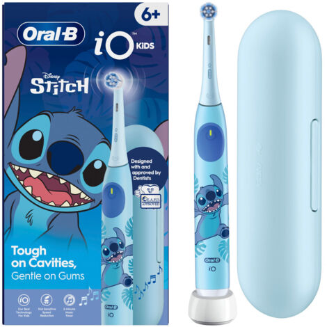 Oral-B IO 2 JUNIOR STITCH Spazzolino elettrico per Bambini iO Kids Disney Stitch con Custodia da Viaggio colore Bianco
