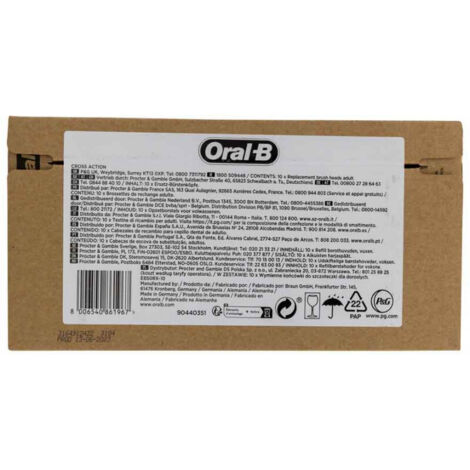 Oral-B Zahnbürstenkopf CrossAction 10 Stück, Weiss, Zahnbürsten-Art: Elektrische Zahnbürste, Verpackungseinheit: 10 Stück