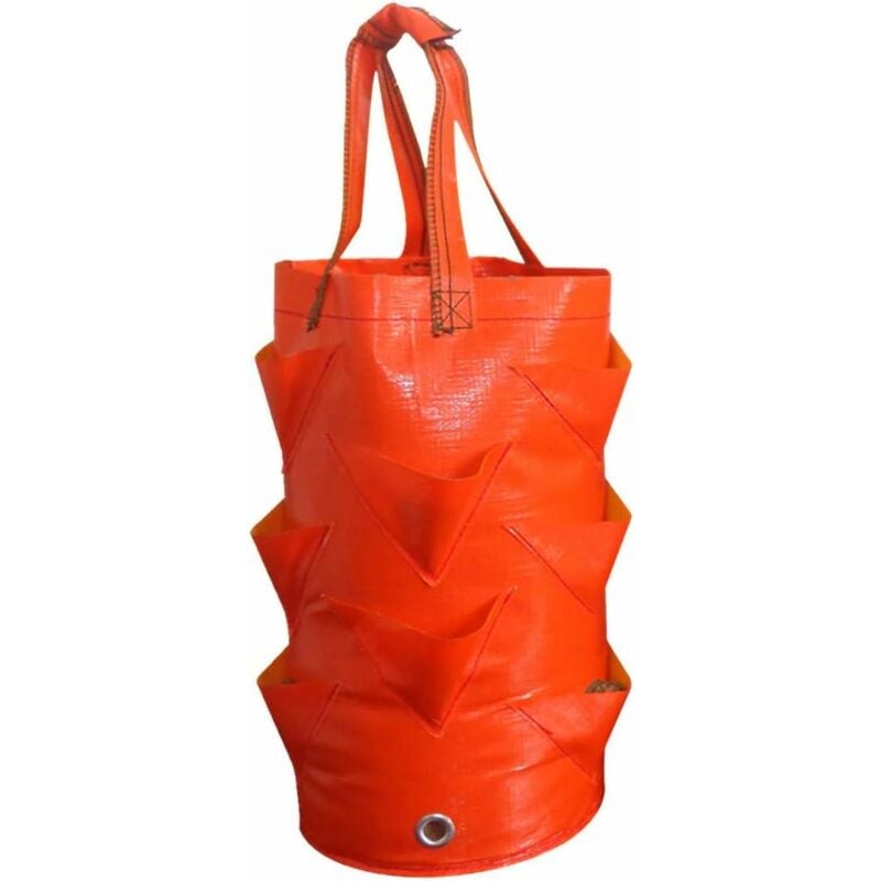 (Orange) 3 gallons et 10 chiffons en plastique, 1 paquet, sacs de culture suspendus sacs de culture de fraises, panier suspendu pour plantes à fleurs