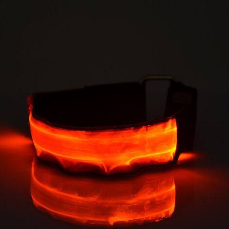 Orange Brassard lumineux rechargeable à LED, sangle de cheville anti-treillis à bande réfléchissante USB, équipement de course nocturne pour sports de plein air (rechargeable)