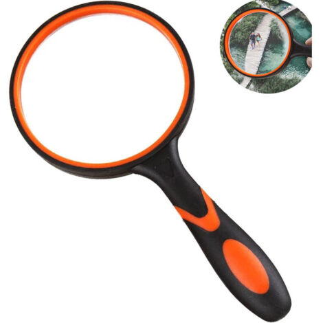 (orange et noir)Loupe, Loupe de Lecture, Loupe 10x, Loupe de Lecture 10X, Loupe Enfant, Loupe Grossissante, Loupes De Lecture Portatives, Enfants 10x Loupes, Loupe avec Poignées, Loupe de Lecture Port