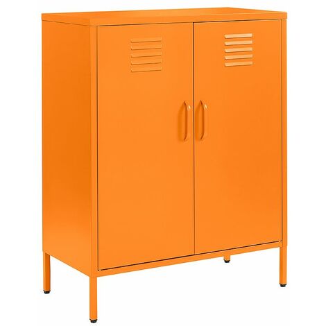 HOMMOO Orange Metal 2 Door Sideboard, Drink Cabinets, Industrial Storage Cabinet for Home or Office