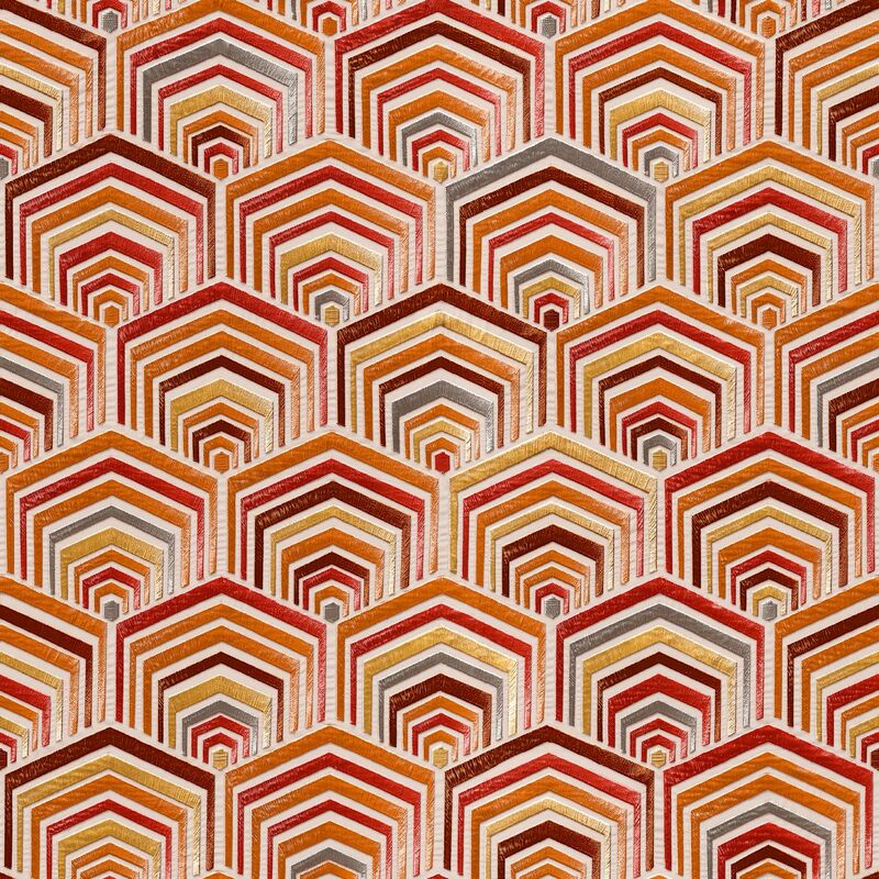 Mm_unverified_brand - Orange Red Art Deco Wallpaper Design Retro Paste The Wall Textured Vinyl