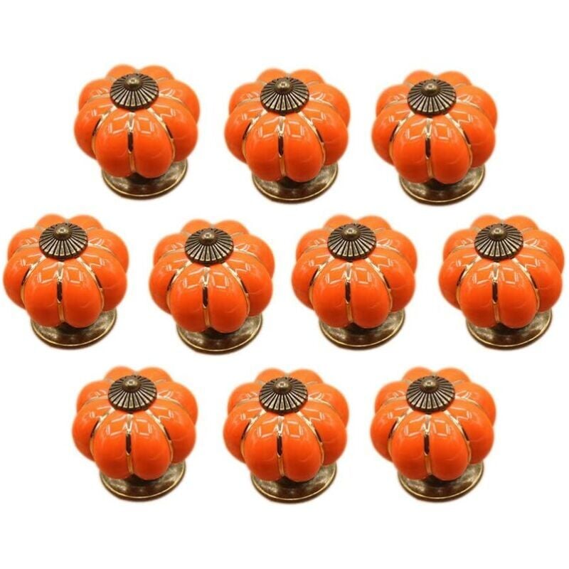 (Orange)10 Pcs Boutons de tiroir en céramique bouton de meuble pour tiroirs et placards de cuisine