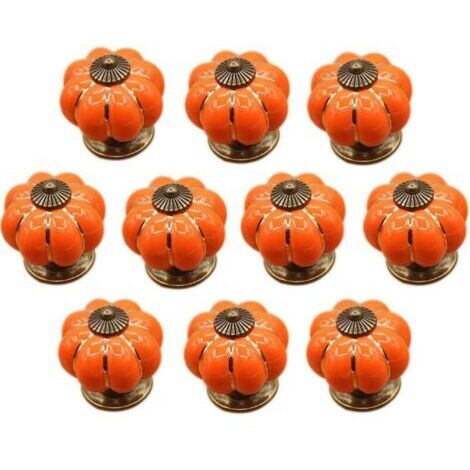 (Orange)10 Stück Keramik-Schubladengriffe Möbelknöpfe für Küchenschubladen und -schränke