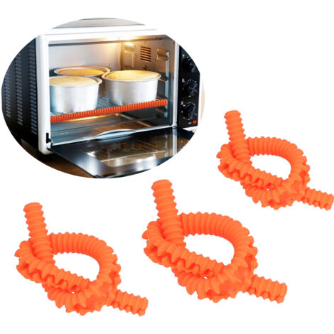 Orangefarbene Silikon-Schutzhülle für Backofenroste, 35,5 cm verstellbar, 3-teilig