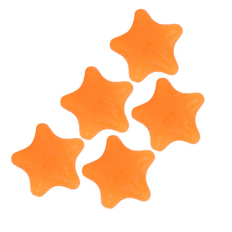 Orangefarbener, sternförmiger Stressball zur Stärkung der Finger- und Handgelenksmuskulatur – 5er-Pack