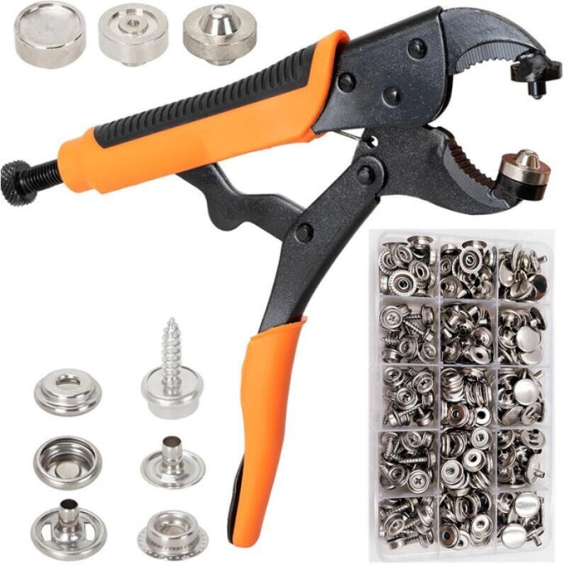 (Orange)Pince Bouton Pression Metal, Boutons Pression Metal Sans Couture, Comprend 3 Matrices Et 80 Jeux De Boutons Pression 15mm pour Cuir, Vêtements