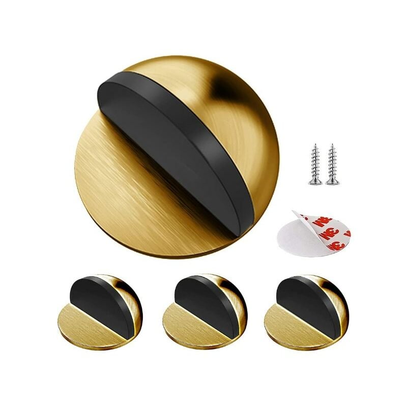 (Or)Arrêts de Portes, [Lot de 4] Arrêts et Butées de Porte en Acier Inoxydable Stop-Porte Adhésif au Sol et Parquet, Butoirs de Porte Protection de