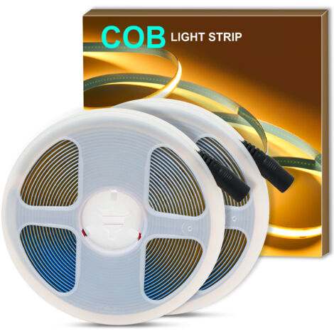 Oraymin Lot de 2 Bande LED COB 2m 24V Dimmable - Blanc Chaud 3000K Professionnel - Largeur 8mm Haute Luminosité - Idéal pour Rétroéclairage Miroir, Cuisine et DIY - Bande LED uniquement