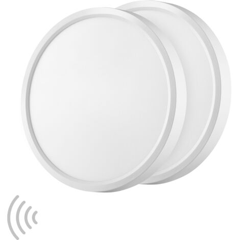 Oraymin – Pack de 2 Plafonnier LED Ultra-plat Ø30cm Rond 24W 2400lm 4000K Blanche Neutre – Avec Détecteur De Mouvement – Éclairage Moderne Design Pour Balcon, Couloir, Cage D’escalier