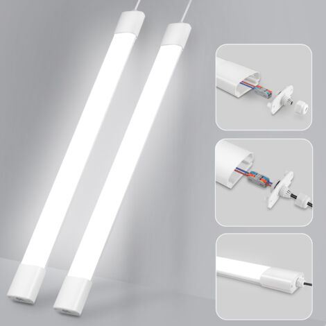 Oraymin Pack de 2 Réglettes LED 150cm 45W 5000lm - Étanche IP65 - Blanc Neutre 4000K - Liaison en Série (Connectables) - Clips Inox - Idéal Garage, Atelier, Industrie