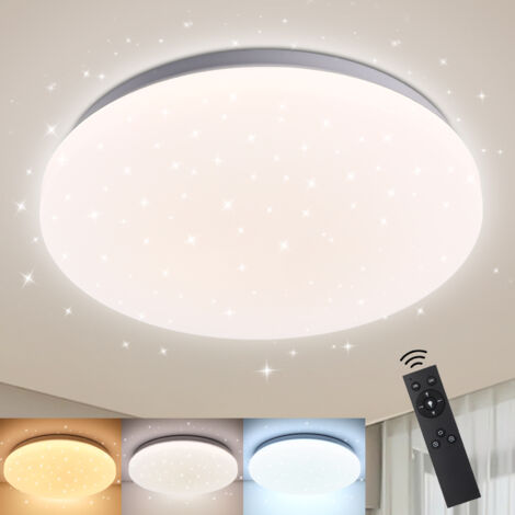 Oraymin Plafonnier LED Effet Étoilé Ø28cm 24W 2400lm - Dimmable avec Télécommande (3000K-6500K) - Luminosité et Couleur Réglables (10%-100%) - Luminaire Moderne pour Chambre, Salon, Cuisine