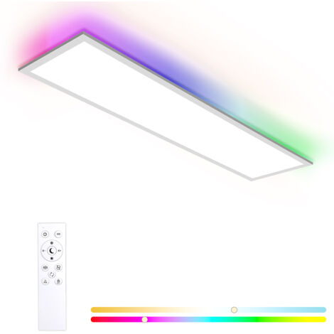 Oraymin – Plafonnier LED Ultra-Mince 40W 4400LM - Dalle Lumineuse Rectangulaire 120x30cm - Rétroéclairage RGB Dimmable avec Télécommande - Pour Salon, Bureau, Cuisine ou Chambre
