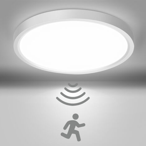 Oraymin – Plafonnier LED Ultra-plat Ø30cm Rond 24W 2400lm 4000K Blanche Neutre – Avec Détecteur De Mouvement – Éclairage Moderne Design Pour Balcon, Couloir, Cage D’escalier
