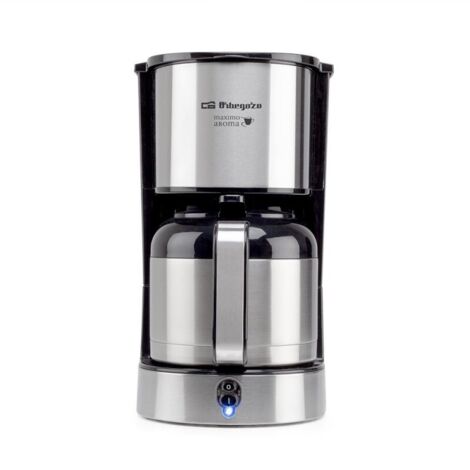 Orbegozo cafetera de goteo 10-12 tazas CG 5020, filtro permanente extraíble, jarra termo 1,2 litros con doble capa de acero inoxidable, detalles inox, cuchara de medición, 800 W