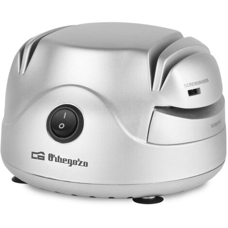 Orbegozo Cu 7000, Affilacoltelli elettrico, interruttore di connessione, 60 W, sistema di affilatura con pietra a 2 stadi, affila forbici, raccoglie cavi automatici