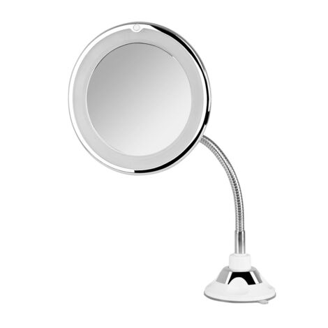 SONIFER Orbegozo espejo cosmético con luz LED circular ESP 1020, 17 cm diámetro, aumento x10, ventosa ajustable de gran fijación, orientable 360, soporte para mesa, funciona a pilas (no incluidas)