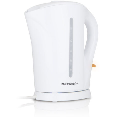 Orbegozo hervidora de agua KT 6003, 1,7 litros de capacidad, filtro extraíble, base con recogecables, asa de tacto frío, libre de BPA, 2200 W