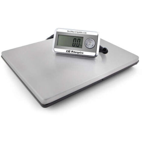 Orbegozo PC 5500, Industrielle Küchenwaage, maximale Kapazität 200 Kg, Tara-Funktion, batteriebetrieben und mit Netzadapter, Anzeige für schwache Batterie, Oberfläche aus Edelstahl,