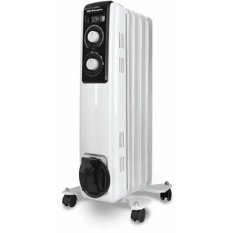 Orbegozo RF 1000, radiatore ad olio, potenza 1000 W, 5 elementi, termostato regolabile, luci LED, 2 livelli di potenza