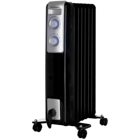Orbegozo RN 1500 - Radiateur à bain d'huile, 7 éléments, 1500 W, éclairage LED, thermostat réglable, rangement du cordon, roulettes pivotantes