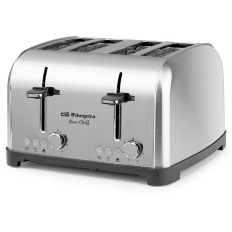 Orbegozo tostador TO 8050, 4 rebanadas, centrado automático del pan, 7 niveles tostado, función descongelado y recalentamiento, parada rápida, 1700W