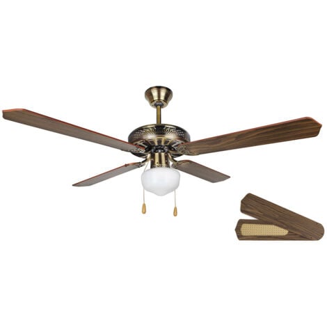 Orbegozo ventilador de techo con luz CL 06132 M, 3 velocidades, 4 aspas reversibles, 132 cm diámetro, 60 W