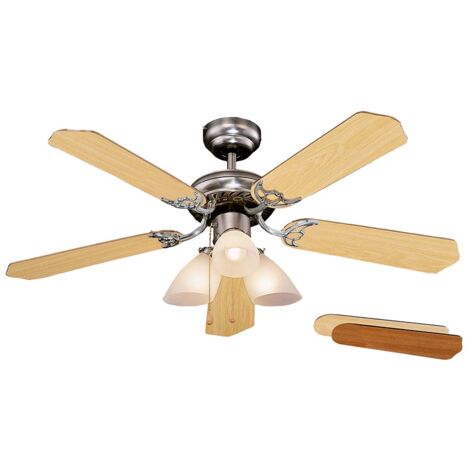 Orbegozo ventilador de techo con luz CT 12105, 3 velocidades, 5 aspas, sistema ventilación reversible, 105 cm diámetro, 50 W