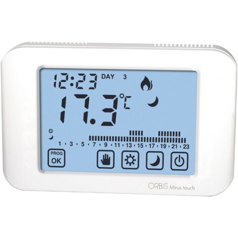 Orbis MIRUS TOUCH Bianco Cronotermostato touch screen settimanale a Batterie
