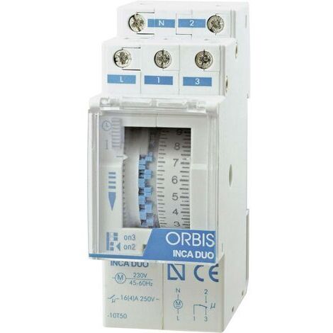 ORBIS Zeitschalttechnik OB330132 Zeitschaltuhr für Hutschiene INCA DUO D 230 V/AC