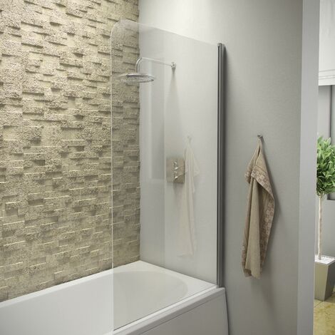 Orbit A6 Radius Edge Hinged Bath Screen 1400mm H x 800mm W - 6mm Glass
