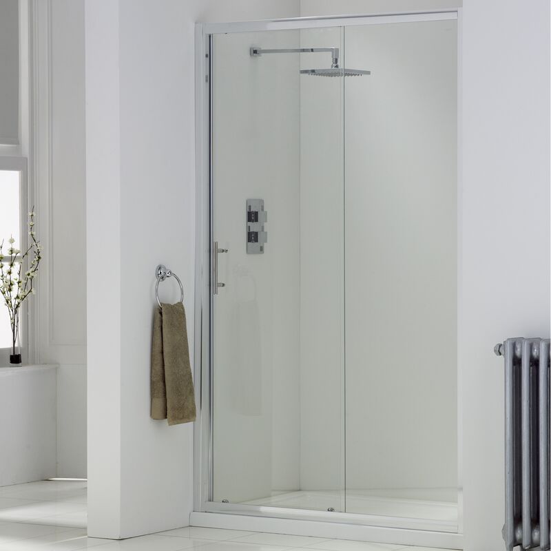 A6 Sliding Shower Door 1400mm Wide - 6mm Glass - Orbit
