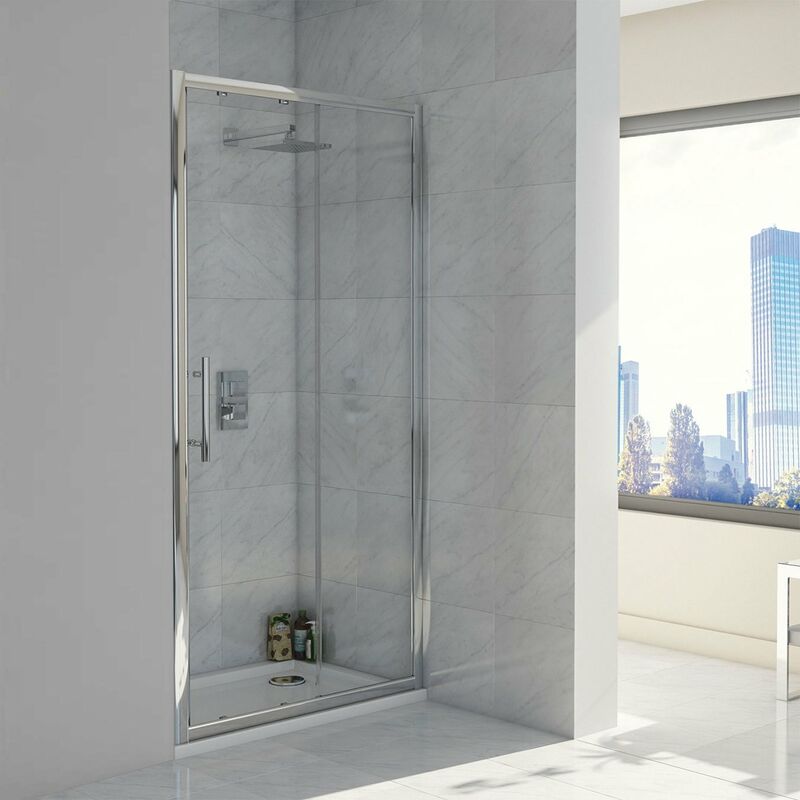A8 Sliding Shower Door 1400mm Wide - 8mm Glass - Orbit