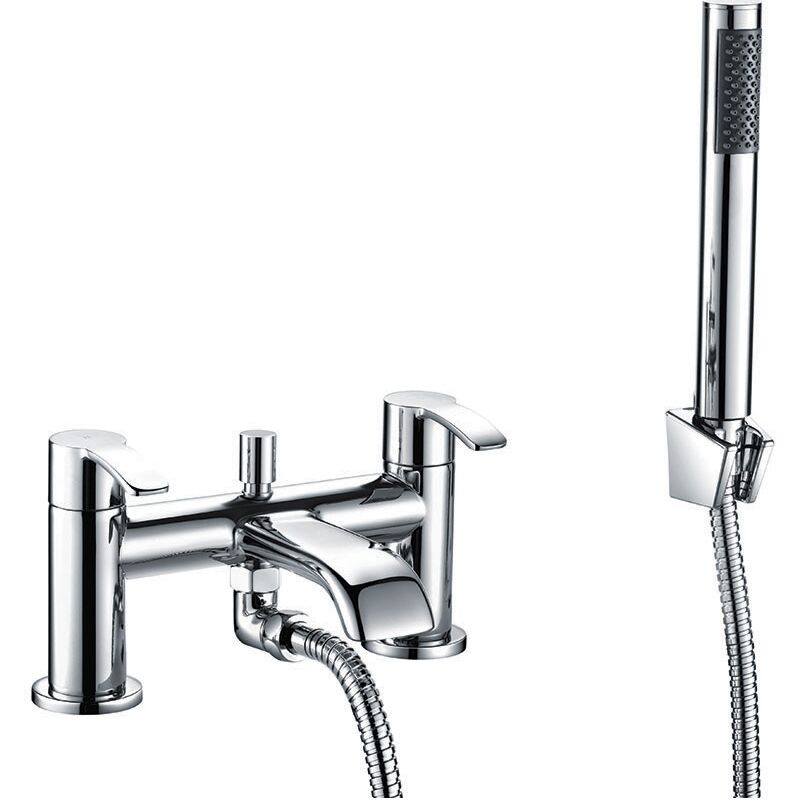Orbit Alto Bath Shower Mixer Tap Pillar Mounted with Kit and Wall Bracket - Chrome
