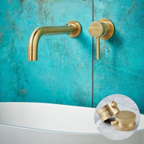 Orbit Core Lever Basin Mixer Tap Wall Mounted - Brushed Brass