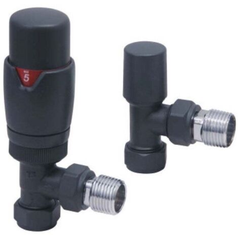 Orbit Designer Thermostatic Angled Radiator Valves Pair - Anthracite