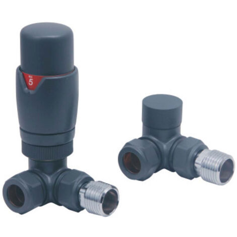 Orbit Designer Thermostatic Corner Radiator Valves Pair - Anthracite