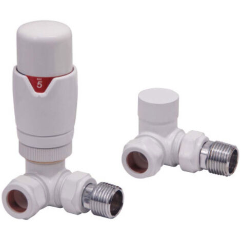 Orbit Designer Thermostatic Corner Radiator Valves Pair - White