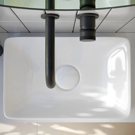 Orbit Edge Sit-On Countertop Basin with Waste Cover 420mm Wide - 0 Tap Hole