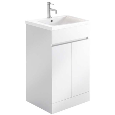 Orbit Empire Floor Standing 2-Door Vanity Unit with Basin 500mm Wide - Gloss White