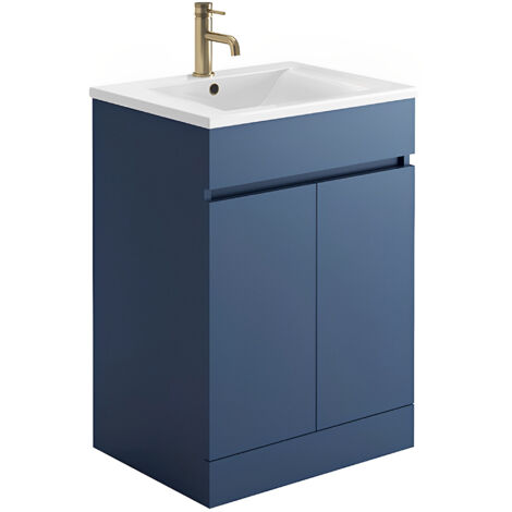 Orbit Empire Floor Standing 2-Door Vanity Unit with Basin 600mm Wide - Matt Twilight Blue